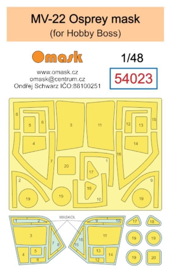 Omask 54023 MV-22 Osprey mask (for Hobby Boss) 1/48