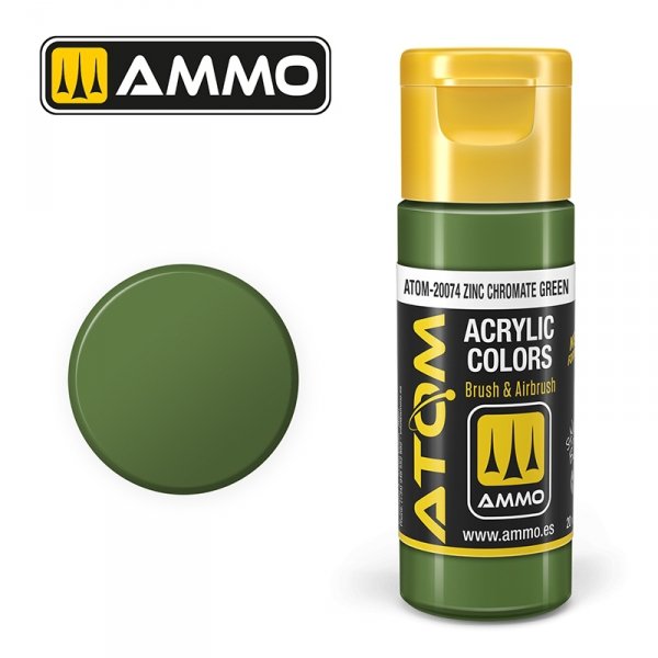 AMMO of Mig Jimenez 20075 ATOM COLOR Hellgrün / Chromate Green 20ml