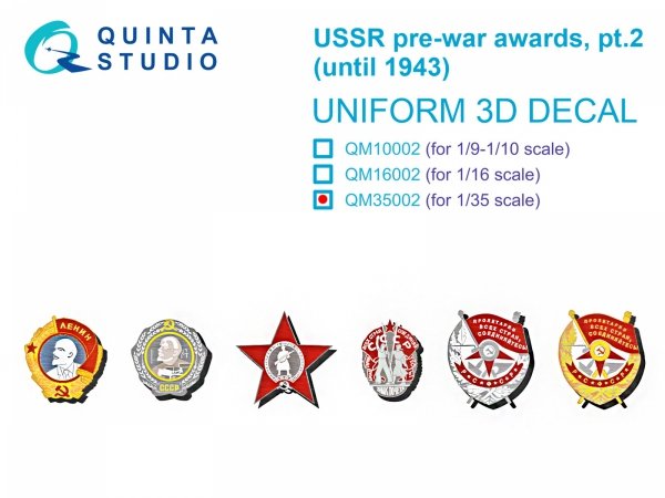 Quinta Studio QM35002 USSR pre-war awards, pt2 (until 1943) 1/35