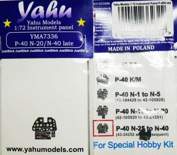 Yahu YMA7336 P-40 N-20/N-40 late Special Hobby 1/72