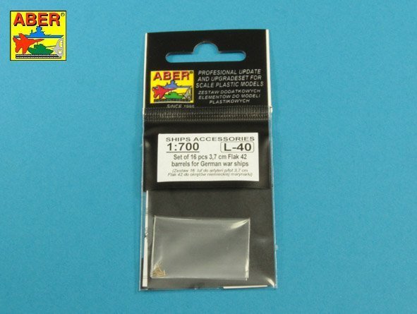 Aber 1:700L-40 Set of 16 pcs 3,7 cm Flak 42 gun barrels for German war ships 1/700