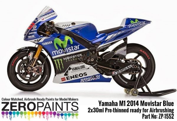 Zero Paints ZP-1552 Yamaha M1 2014 Movistar Blue Paint Set 2x30ml