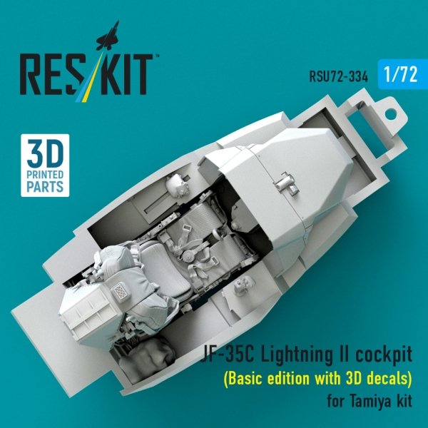 RESKIT RSU72-0334 F-35C Lightning II cockpit (Basic edition with 3D decals) for Tamiya kit (3D Printed) (1/72)