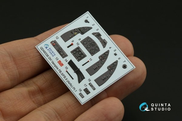 Quinta Studio QD48338 DH Vampire FB.5/FB.9 3D-Printed coloured Interior on decal paper (Airfix) 1/48