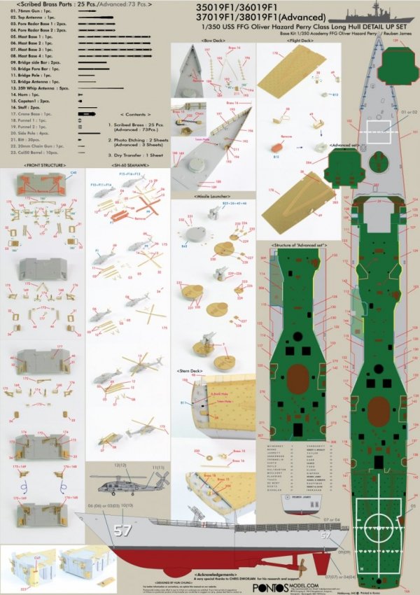 Pontos 35019F1 USS FFG Oliver Hazard Perry Class Long Hull Detail Up Set (1:350)