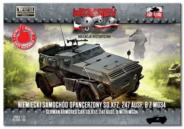 First To Fight PL101 Niemiecki Samochód Opancerzony Sd.Kfz. 247 Ausf. B Z MG34 1/72