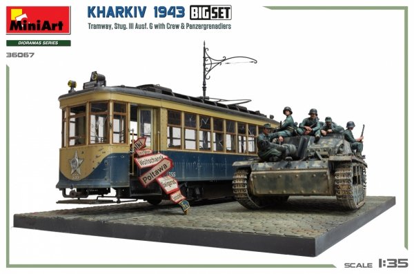 Miniart 36067 Kharkiv 1943: Tram &amp; Stug. III Ausf. G w/Crew. BIG SET 1/35