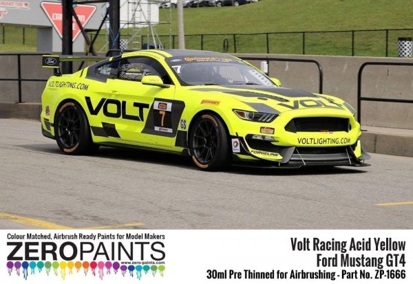 Zero Paints 1666 Volt Racing Acid Yellow for Ford Mustang GT4 30 ml