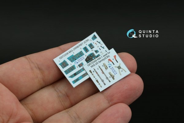 Quinta Studio QD72208 MiG-25RB/MiG-25RBT 3D-Printed &amp; coloured Interior on decal paper (ICM) 1/72