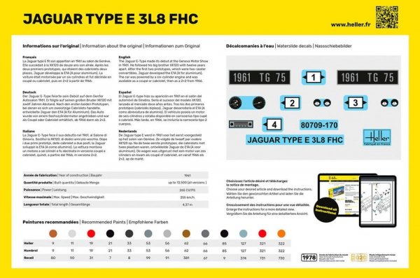 Heller 56709 STARTER KIT Jaguar Type E 3L8 FHC 1/24
