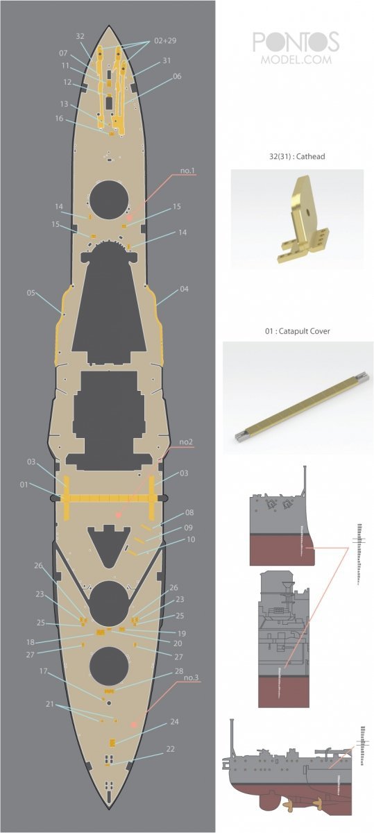 Pontos 35027WD1 HMS Warspite Wooden Deck set 1943 (1:350)