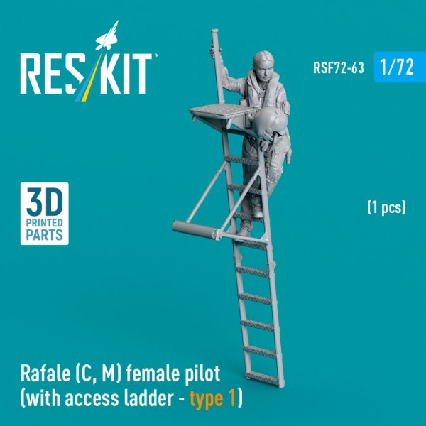 RESKIT RSF72-0063 Rafale (C, M) female pilot (with access ladder - type 1) (1 pcs) (3D Printed) (1/72)
