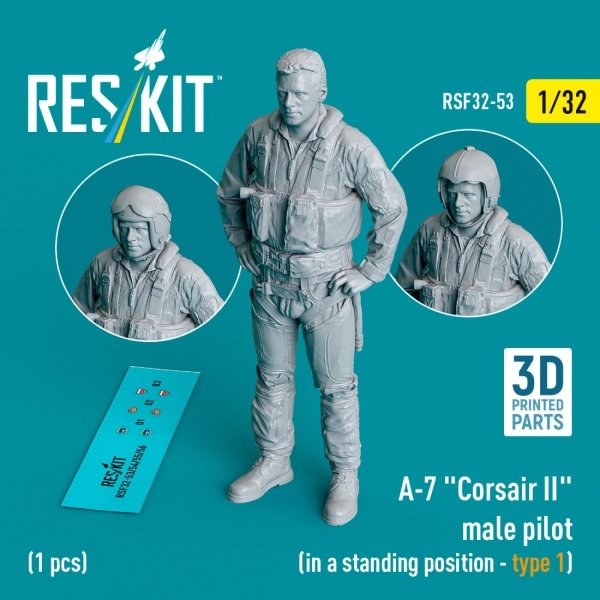 RESKIT RSF32-0053 A-7 "Corsair II" male pilot (in a standing position - type 1) (1 pcs) (3D Printed) (1/32)
