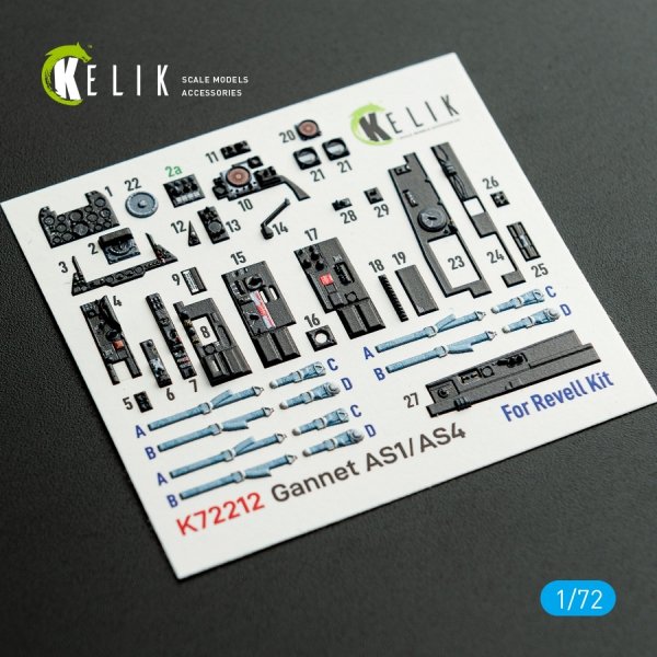 Kelik K72212 Gannet AS1/AS4 - interior 3D decals for Revell kit (1/72)