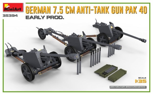 MiniArt 35394 GERMAN 7.5CM ANTI-TANK GUN PAK 40. EARLY PROD 1/35