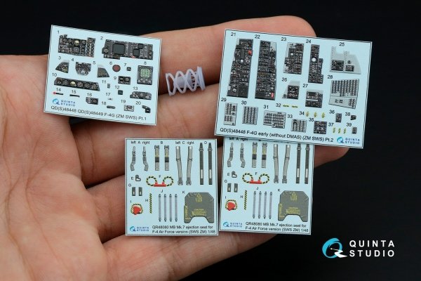 Quinta Studio QD+48448 F-4G early 3D-Printed &amp; coloured Interior on decal paper (Zoukei Mura SWS) (with 3D-printed resin parts) 1/48