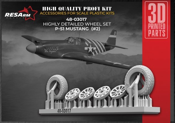 RESArm 48-03017 P-51 VAR 2 - Wheels under load (3D resin printing) 1/48