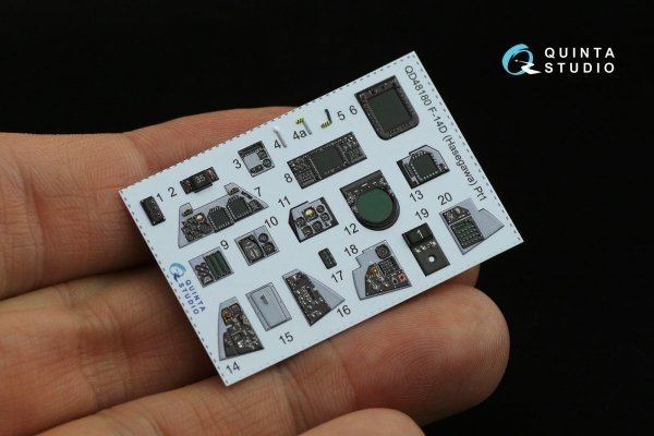 Quinta Studio QD48180 F-14D 3D-Printed &amp; coloured Interior on decal paper (Hasegawa) 1/48