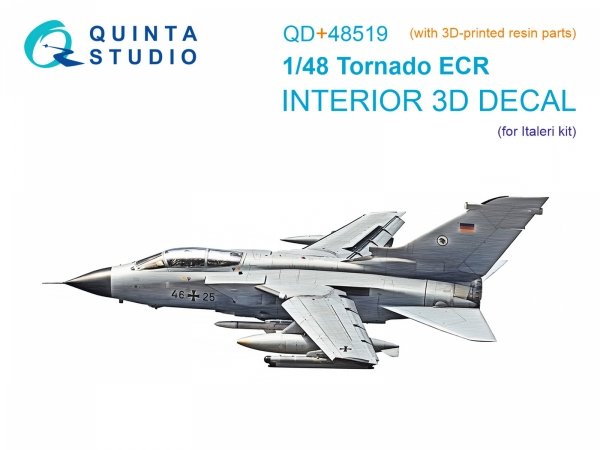 Quinta Studio QD+48519 Tornado ECR 3D-Printed coloured Interior on decal paper (Italeri) (with 3D-printed resin parts) 1/48