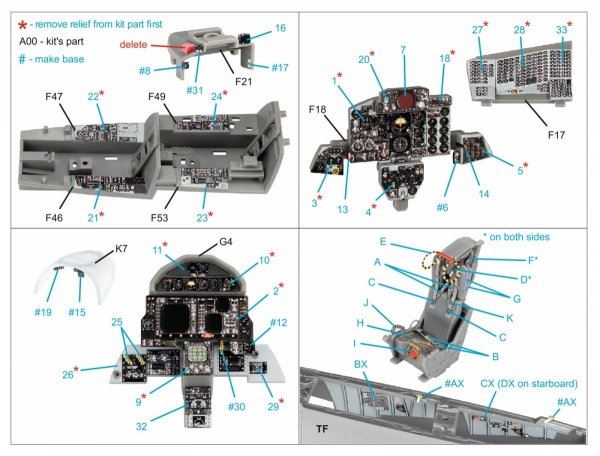 Quinta Studio QD48342 F-4G late 3D-Printed &amp; coloured Interior on decal paper (Meng) 1/48