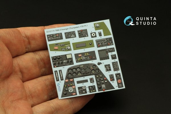 Quinta Studio QD32178 TBM-3 Avenger 3D-Printed coloured Interior on decal paper (Trumpeter) 1/32