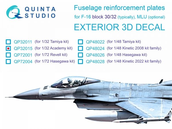 Quinta Studio QP32015 F-16 block 30/32 reinforcement plates (Academy) 1/32