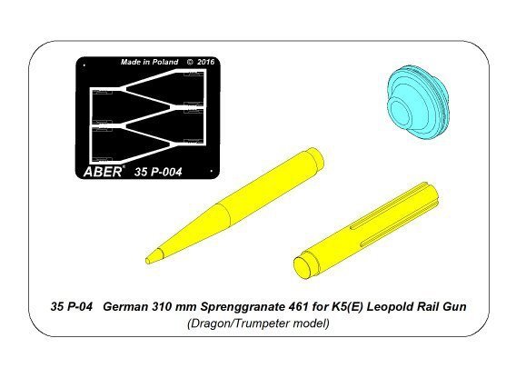 Aber 35P-04 German 310 mm Sprenggranate 4861 for K5(E) Leopold Rail Gun