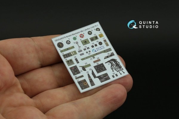 Quinta Studio QD48378 Bristol Blenheim Mk.I 3D-Printed &amp; coloured Interior on decal paper (Airfix) 1/48