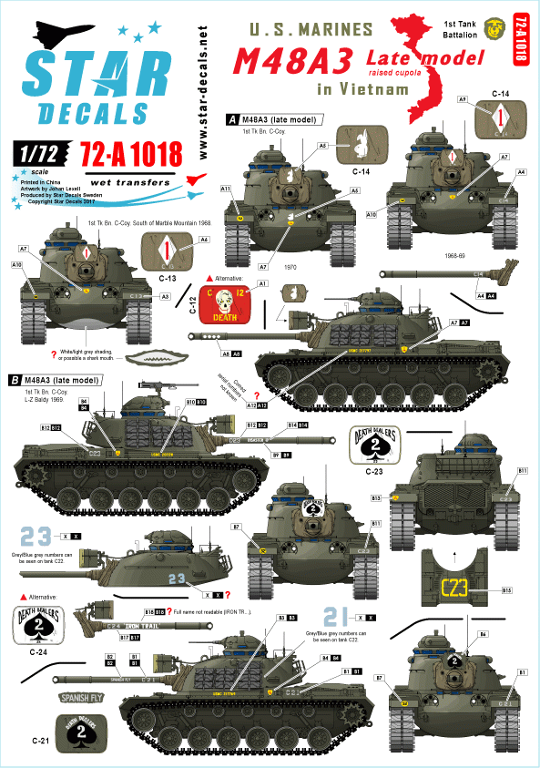 Star Decals 72-A1018 M48A3 Late model 1/72