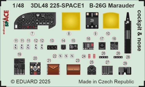 Eduard 3DL48225 B-26G Marauder cockpit &amp; nose SPACE ICM 1/48