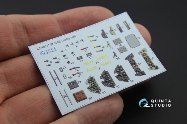 Quinta Studio QD48177 Bf 109E 3D-Printed &amp; coloured Interior on decal paper (for Airfix kit) 1/48