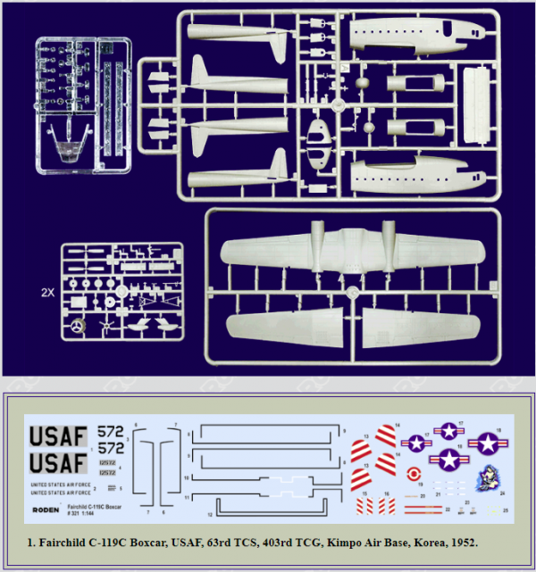 Roden 321 Fairchild C-119C Boxcar 1/144