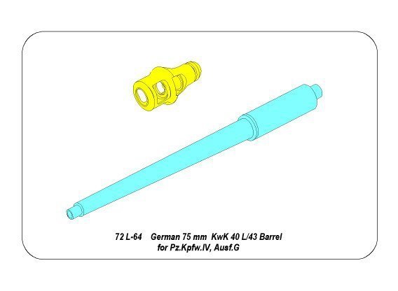Aber 72L-64 German 75 mm KwK 40 L/43 barrel for Pz.Kpfw.IV Ausf.G (1:72)