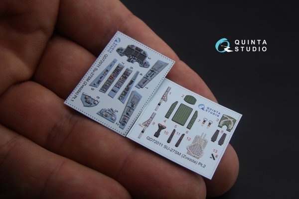 Quinta Studio QD72011 Su-27SM 3D-Printed &amp; coloured Interior on decal paper (for Zvezda kit) 1/72