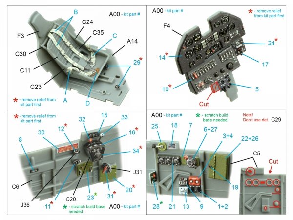 Quinta Studio QD32162 P-40N Warhawk 3D-Printed &amp; coloured Interior on decal paper (Trumpeter) 1/32