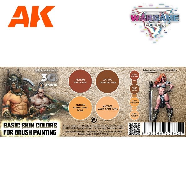 AK Interactive AK1075 WARGAME COLOR SET. BASIC SKIN COLORS. 4x17 ml