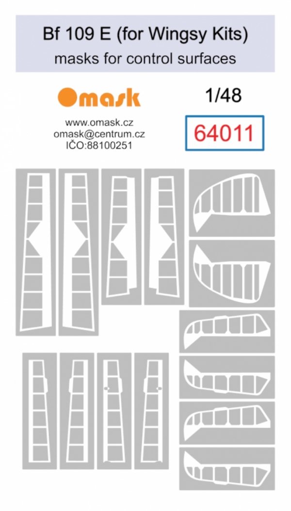 Omask 64011 Bf Bf 109 E masks for control surfaces (for Wingsy Kits) 1/48