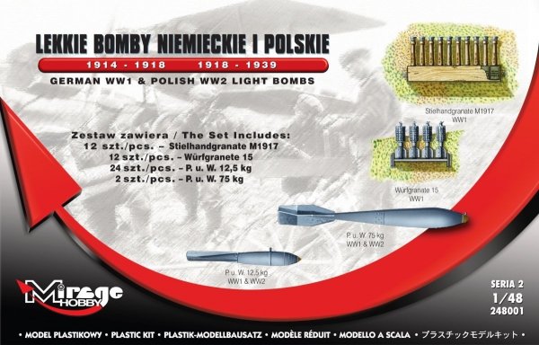 Mirage 248001 Lekkie Bomby Niemieckie i Polskie 1914-1918/1918-1939 1:48