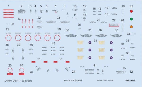 Eduard D48071 P-38 stencils 1/48