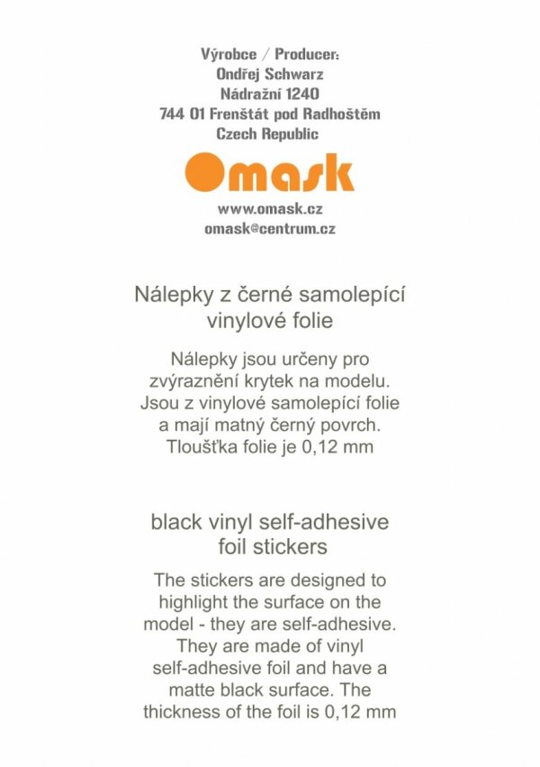 Omask X8001 Universal set 1 - black vinyl foil (80092, 80093, 80094, 80095, 80096)
