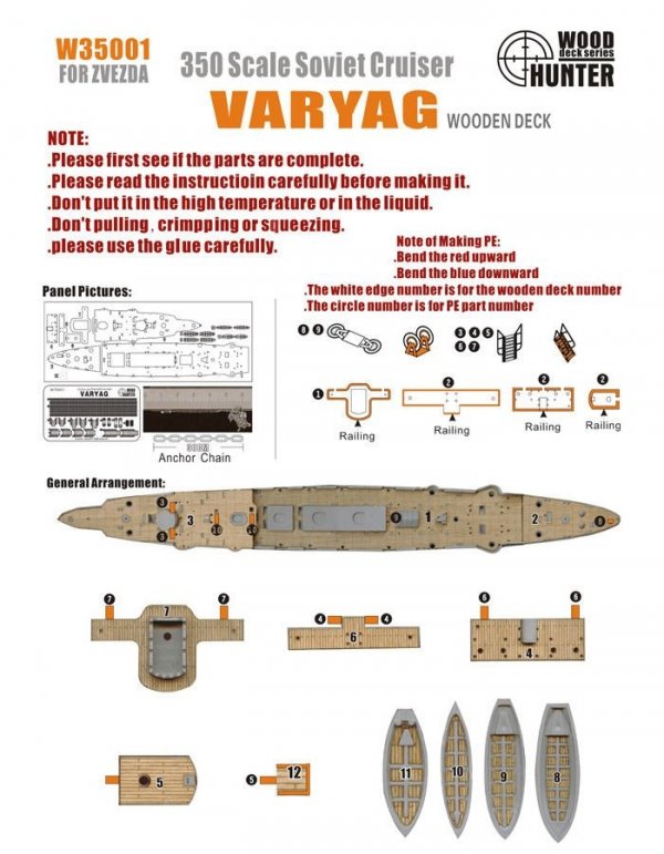 Wood Hunter W35001 Wood Deck Imperial Russia Varyag for Zvezda 1/350