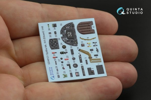 Quinta Studio QD48121 Spitfire Mk.XVI 3D-Printed &amp; coloured Interior on decal paper (Eduard) 1/48