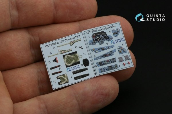 Quinta Studio QD72033 Su-33 3D-Printed &amp; coloured Interior on decal paper (Zvezda) 1/72