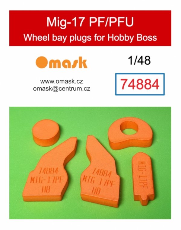 Omask 74884 Mig-17 PF/PFU wheel bay plugs (for Trumpeter 80336, 80337) 1/48