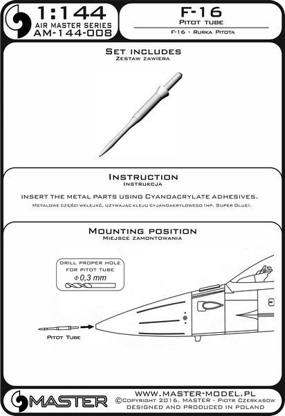 Master AM-144-008 F-16 - Pilot Tube 1:144