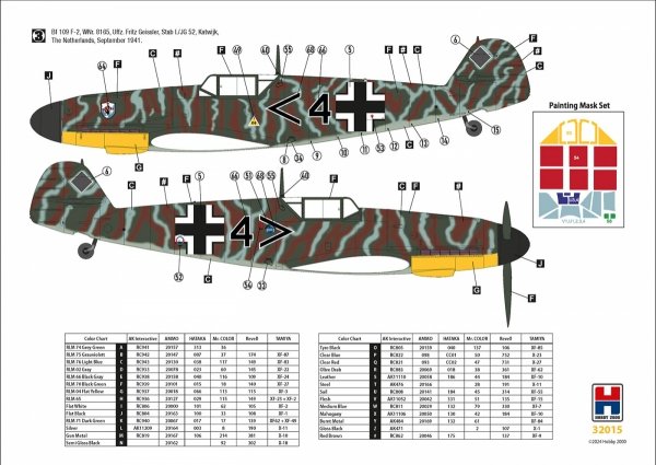 Hobby 2000 32015 Bf 109 F-2 Western Front (HASEGAWA + CARTOGRAF + MASKI + METAL PARTS) 1/32