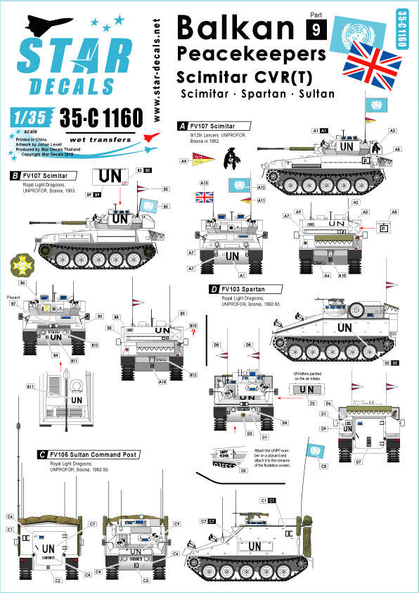 Star Decals 35-C1160 Balkan Peacekeepers # 9. Scimitar CVR(T) 1/35