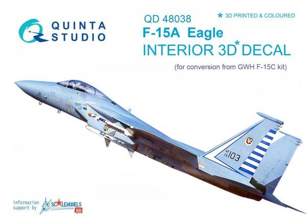 Quinta Studio QD48038 F-15A 3D-Printed &amp; coloured Interior on decal paper (for GWH kit) 1/48