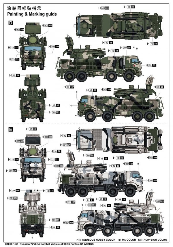Trumpeter 01060 Russian 72V6E4 Combat Vehicle of 96K6 Pantsir -S1 ADMGS 1/35