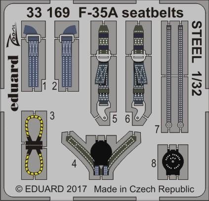 Eduard 33169 F-35A seatbelts STEEL ITALERI 1/32